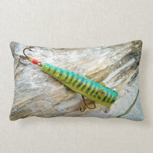 L Cooper Goo Goo Ögon Antique Fishing Lure Lumbarkudde