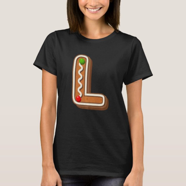L Cutest Capital jul Cookie Alphabet Brev T Shirt (Framsida)