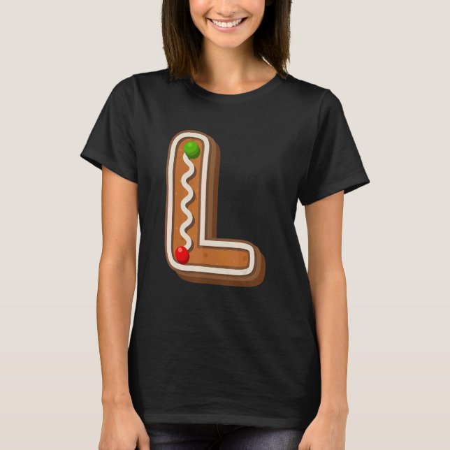 L Cutest Capital jul Cookie Alphabet Brev T Shirt (Framsida)