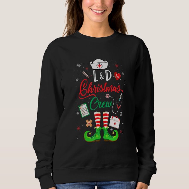 L&D Christmas Crew Labor And Delivery Nurse T Shirt (Framsida)