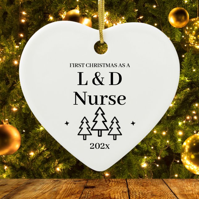 L&D Labour Delivery Nurse Första jul Julgransprydnad Keramik (L&D Labor Delivery Nurse First Christmas Ceramic Ornament
)
