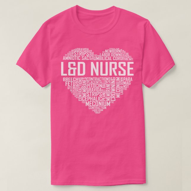 L D Nurse Heart T Shirt (Design framsida)