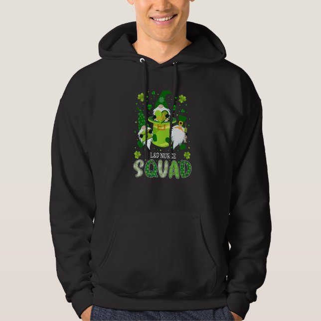 L&D Nurse Squad Nursing St Patrick Day Gnomes Iris Hoodie (Framsida)