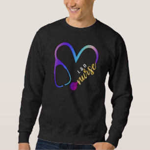 L&d Nurse Watercol Glitter Kärlek Heart Stetoscope Lång Ärmad Tröja