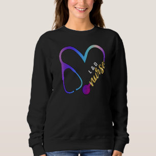 L&d Nurse Watercol Glitter Kärlek Heart Stetoscope T Shirt