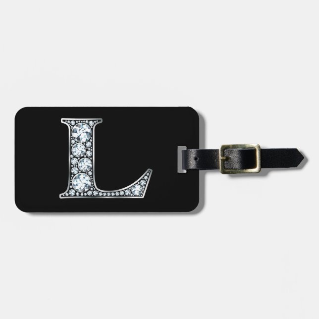 L "Diamond Bling" Luggage Tag Bagagebricka (Horisontell Framsida)
