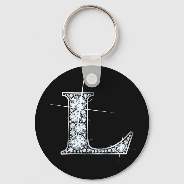 "L" Diamond Bling-nyckelkedja Nyckelring (Framsida)