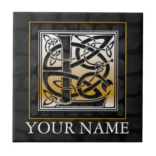 L "din kända" Monogram för Celticsvartstenen Kakelplatta