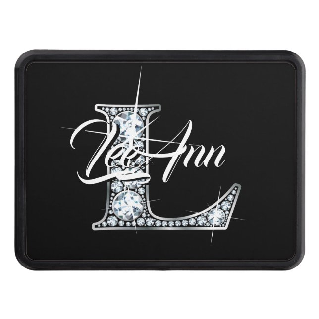 L Faux Diamond Bling Monogram Dragkroksskydd (Framsidan)