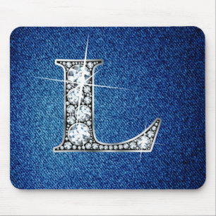 L Faux-"Diamond Bling" på Denim Mousepad Musmatta
