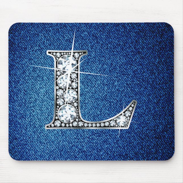 L Faux-"Diamond Bling" på Denim Mousepad Musmatta (Framsidan)