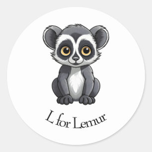 L för Lemur Runt Klistermärke