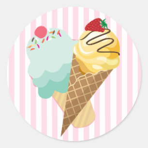 l Ice Cream Stickers Runt Klistermärke