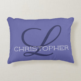 L Initialt Anpassat Namn Blå Periwinkle Prydnadskudde