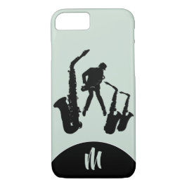 L Jazz Sax Black Saxophonist Monogram Iphone case