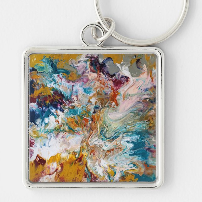 L Kvadratisk nyckelkedja 2" Navigera 2020 Fyrkantig Silverfärgad Nyckelring (Framsidan)