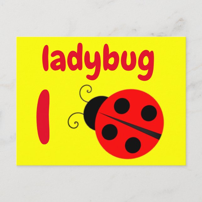 l - ladybug flash card vykort (Framsida)