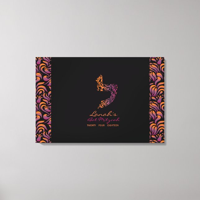 L Lamed Hebrew Brev Bat mitzvah Sign-In Board Canvastryck (Framsida)