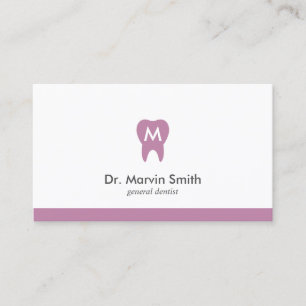 L Lila Dentist Monogram Tooth Dental Möte Tidsbeställning Kort