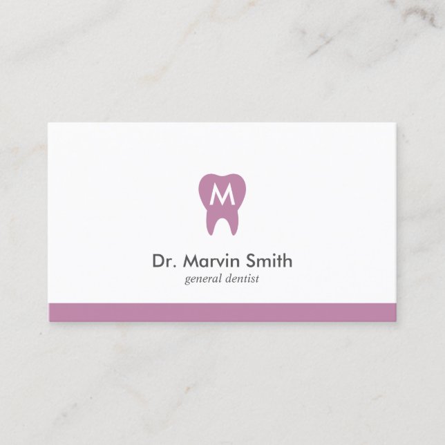 L Lila Dentist Monogram Tooth Dental Möte Tidsbeställning Kort (Framsida)