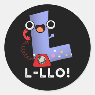 L-llo Funny Brev L Pun Mörk BG Runt Klistermärke