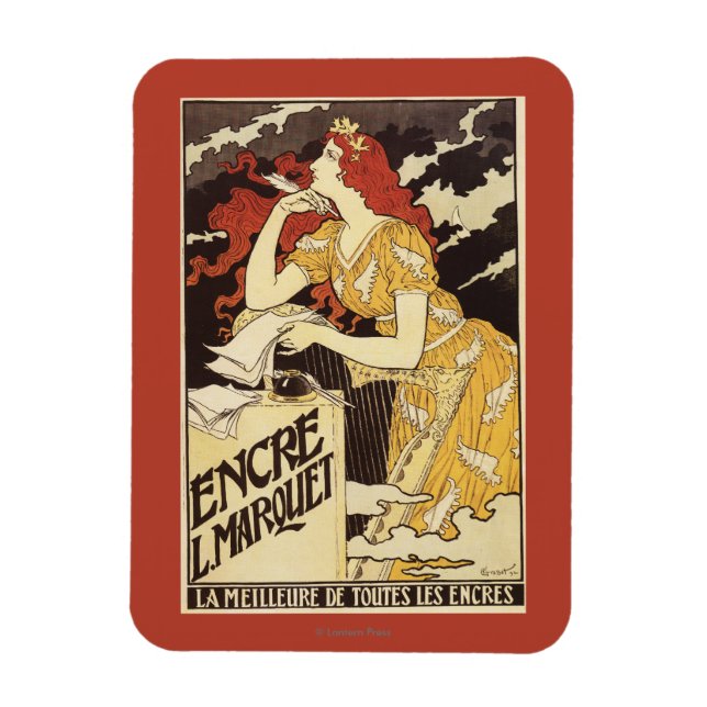 L. Marquet Bläck Red-Headed Woman & Harp Magnet (Vertikal)