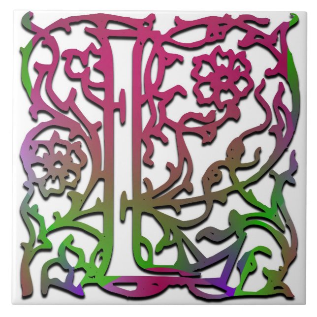 L Monogram "Besque Garden" keramiskt plattor Kakelplatta (Framsidan)