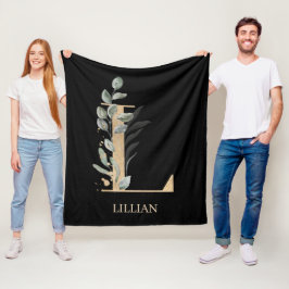 L Monogram Blommigt Personlig Fleece Blanket