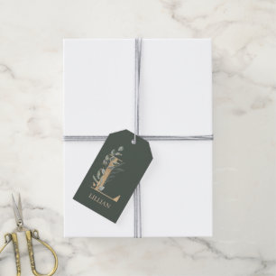 L Monogram Blommigt Personlig Gift-Märkre Presentetikett