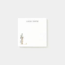 L Monogram Blommigt Personlig Post-it Notes Block