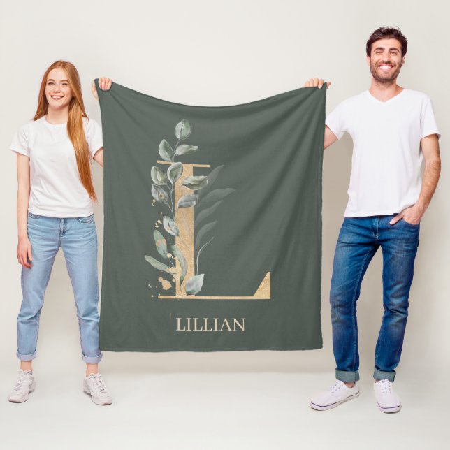 L Monogram-Blommigtens Personlig Fleecefilt (På plats)