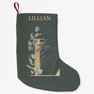 L Monogram-Blommigtens Personlig Liten Julstrumpa