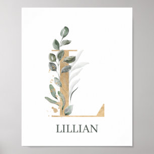 L Monogram-Blommigtens Personlig Poster