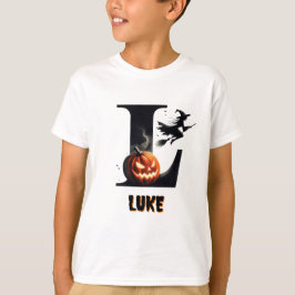 L Monogram Bus eller godis Cute Halloween T Shirt