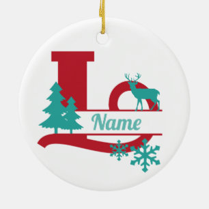 L Monogram Första jul Träd Ornament vid jul