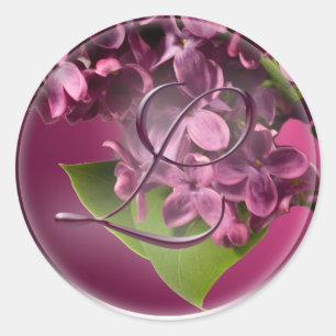L Monogram Lilac-kuvert Förseglingssymbol Runt Klistermärke