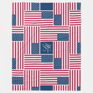 L Monogram Patriotisk Amerikansk Flagga Americana Fleecefilt