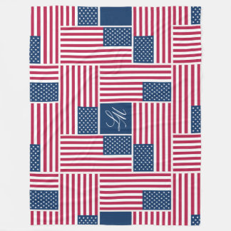 L Monogram Patriotisk Amerikansk Flagga Americana Fleecefilt