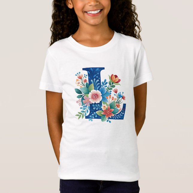 L Monogrammets utformning av blommigten T Shirt (Framsida)