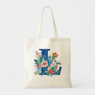 L Monogrammets utformning av blommigten Tygkasse