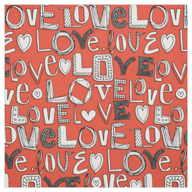l o v e KÄRLEK red Tyg (Provkarta)