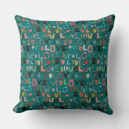 l o v e KÄRLEK teal Kudde