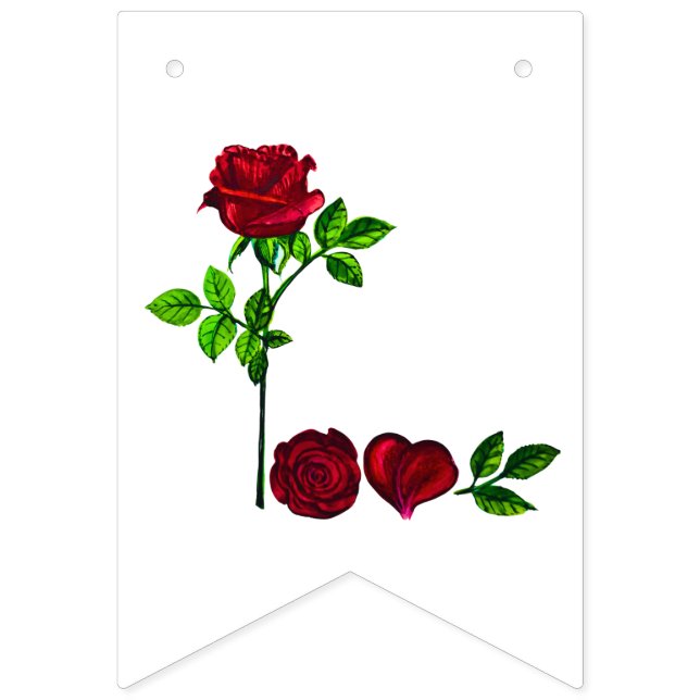 L O V E -Romantisk Rosenfink Flagga Handmålad (Första flaggan)