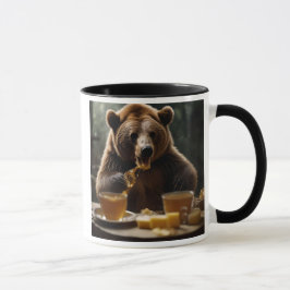 L’ours gourmand et son festin au miel. Mugg