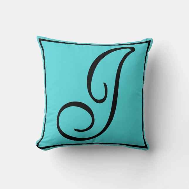 L PILLOW- Brev L på Aqua Background Kudde (Framsida)