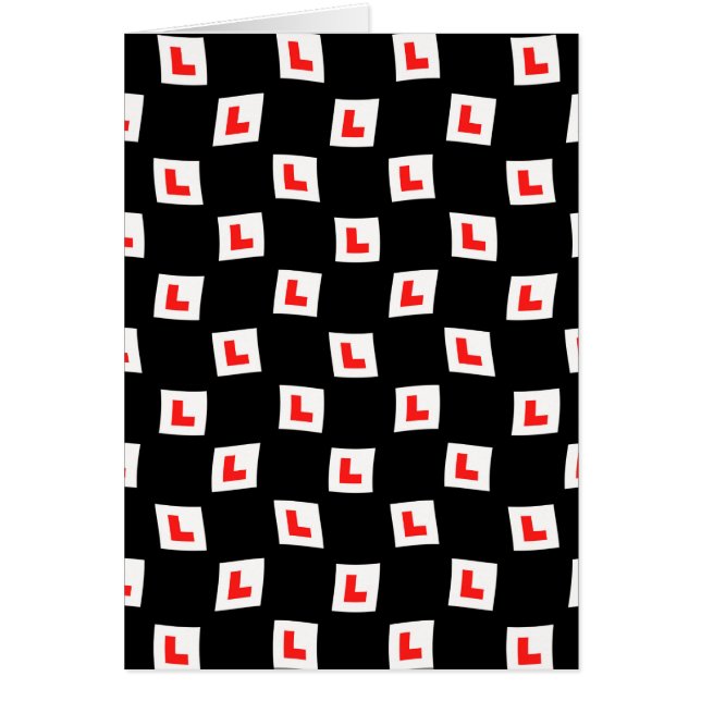L-plate-inlärningsdrivrutin tapet svart bakgrund hälsningskort (Framsidan)