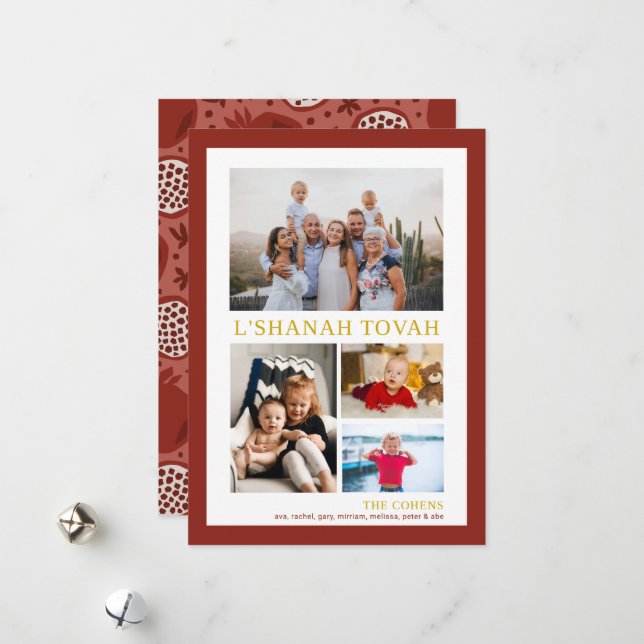 L' Shanah Tovah Rosh Hashanah fotokollage  Julkort (Fram/Back In Situ)