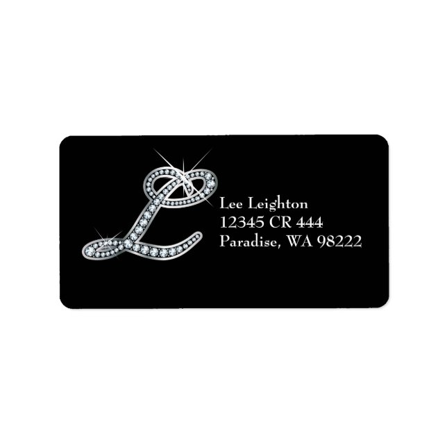 L Skriptetikett "Diamond Bling" Adressetikett (Framsidan)