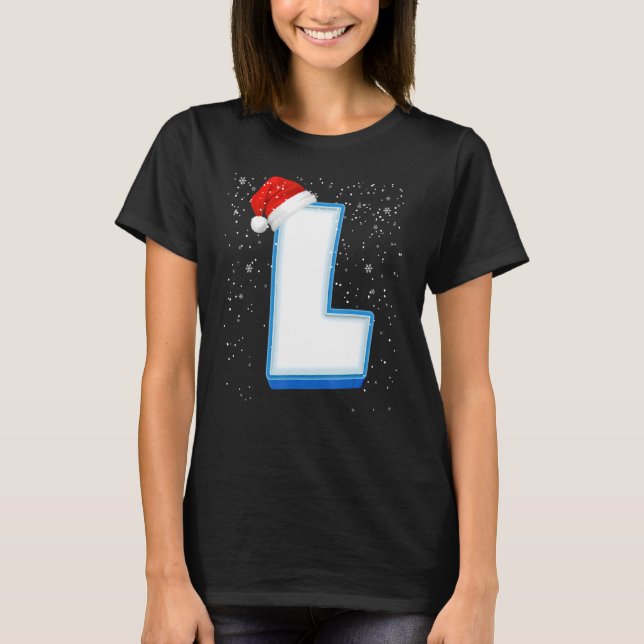 L Snowy Capital jul Monogram Alphabet Brev T Shirt (Framsida)
