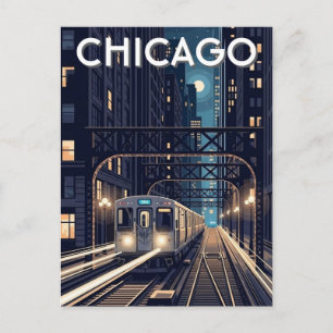 L Tåg Chicago Illinois Resa Vykort